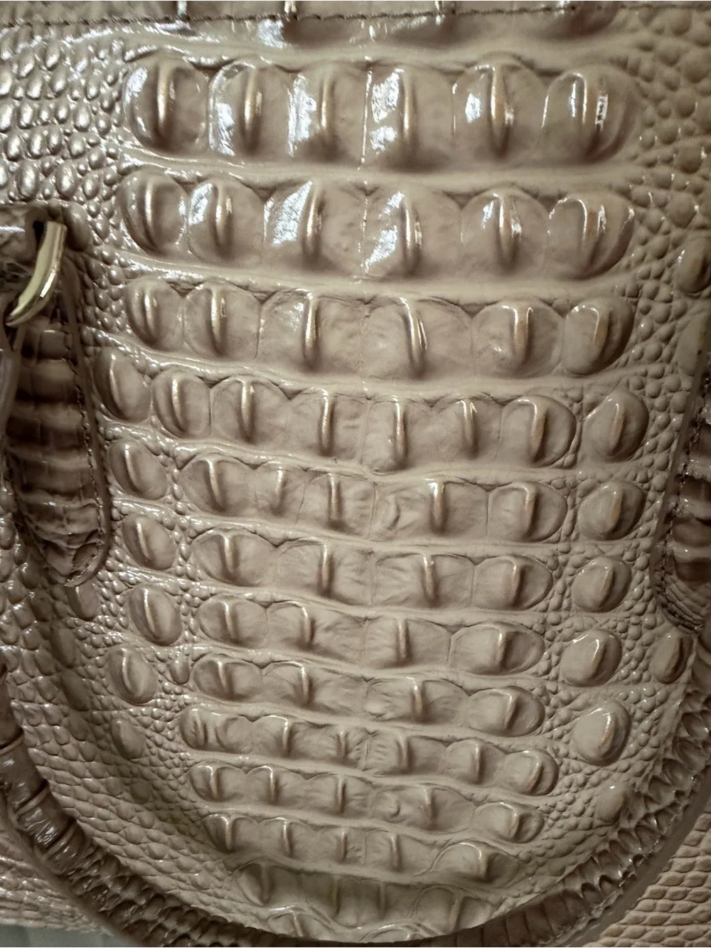Brahmin Metallic gold Satchel with Croc Embossing